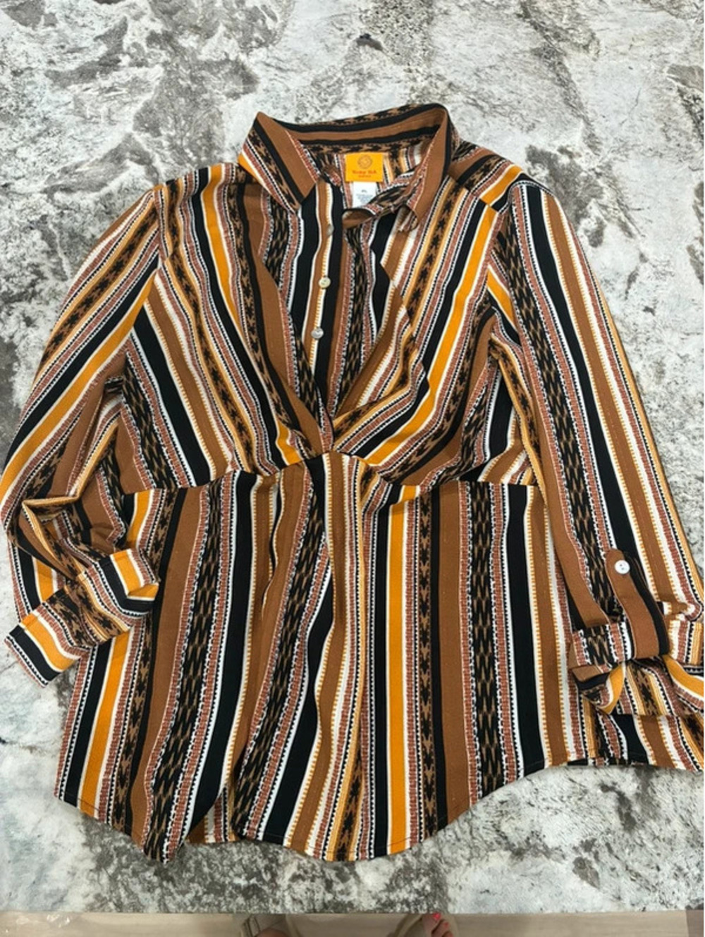 Petite large button up top